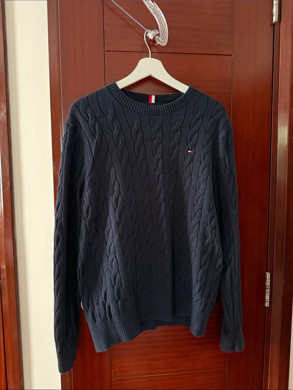 Tommy Hilfiger Navy Cable-Knit Crewneck Sweater